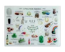 Load image into Gallery viewer, A Very Irish Alphabet Glass Cutting Board
