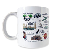 Load image into Gallery viewer, the london alphabet mug featuring larry the cat
