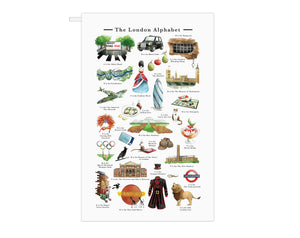 the london alphabet tea towel gift idea for someone who lives in london