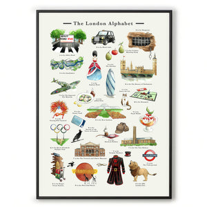 the london alphabet art print new home gift