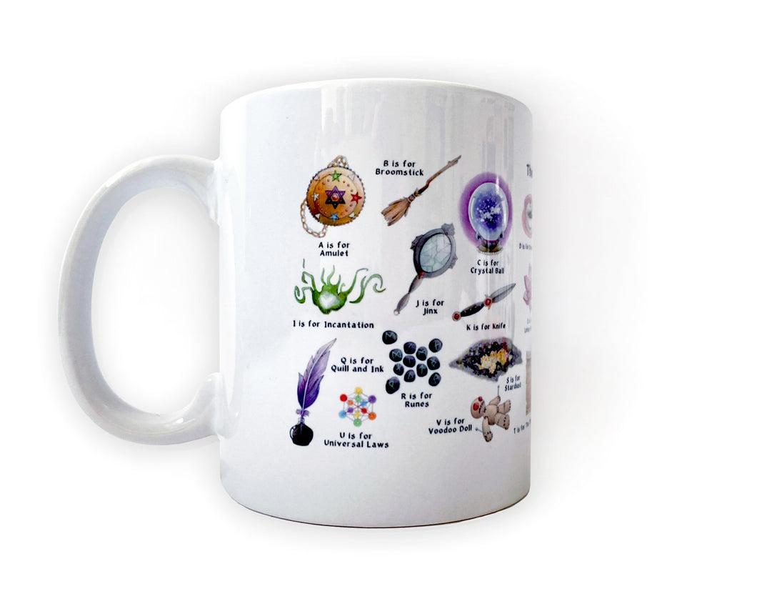 witchy gift idea for her magical alphabet coffee mug