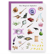 Load image into Gallery viewer, the magical alphabet witches birthday greeting card
