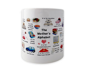 the mothers alphabet ceramic mug