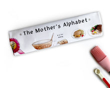 Load image into Gallery viewer, the mothers alphabet tea towel, a great gift idea for mothers day

