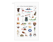 Load image into Gallery viewer, scottish alphabet tea towel host gift idea scotland
