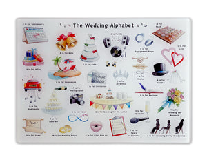The Wedding Alphabet Glass Cutting Board