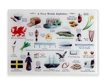 Load image into Gallery viewer, A Very Welsh Alphabet Glass Cutting Board
