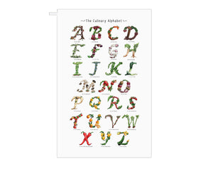 foodie gift idea for her fruit and vegetable print tea towel