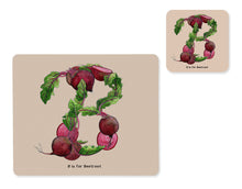 Load image into Gallery viewer, fruit and vegetable alphabet placemat and matching coaster letter b
