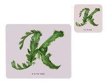 Load image into Gallery viewer, fruit and vegetable alphabet placemat and matching coaster letter k
